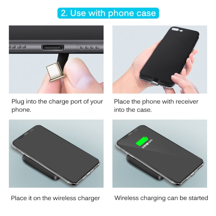 5V 800mA Qi Standard Wireless Charging Receiver mit USB-C / Type-C Anschluss, für Type-C Handys