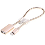 24cm 2A Micro-USB auf USB Aluminiumlegierung Schlauch OTG Adapter Datenladekabel mit USB-C / Typ-C Anschluss