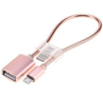24cm 2A Micro-USB auf USB Aluminiumlegierung Schlauch OTG Adapter Datenladekabel mit USB-C / Typ-C Anschluss