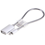 24cm 2A Micro-USB auf USB Aluminiumlegierung Schlauch OTG Adapter Datenladekabel mit USB-C / Typ-C Anschluss
