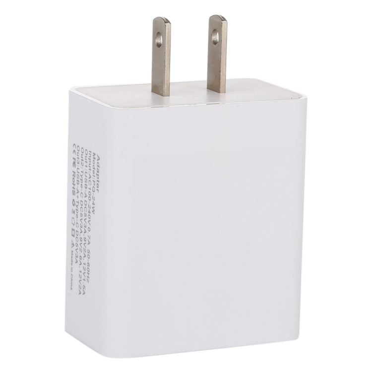 24W PD + QC3.0 Schnellladegerät Netzadapter, US-Stecker, 24W US-Stecker