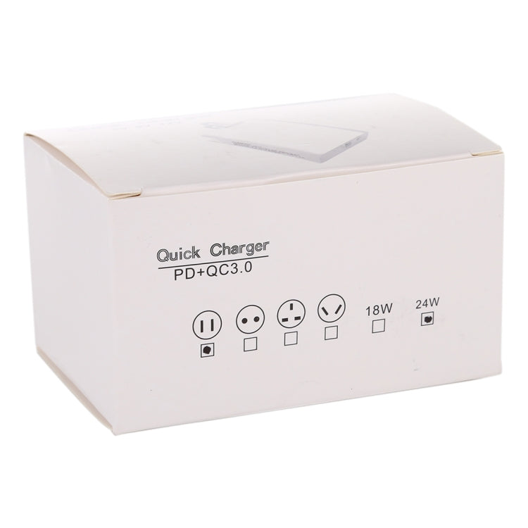 24W PD + QC3.0 Schnellladegerät Netzadapter, US-Stecker, 24W US-Stecker