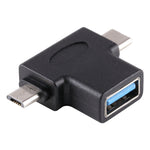 Multifunktions-USB-3.0-Buchse- & USB-C-/Typ-C-Stecker- & Micro-USB-Stecker-T-förmiger-OTG-Adapter