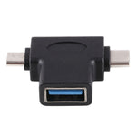Multifunktions-USB-3.0-Buchse- & USB-C-/Typ-C-Stecker- & Micro-USB-Stecker-T-förmiger-OTG-Adapter