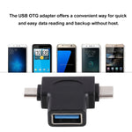 Multifunktions-USB-3.0-Buchse- & USB-C-/Typ-C-Stecker- & Micro-USB-Stecker-T-förmiger-OTG-Adapter