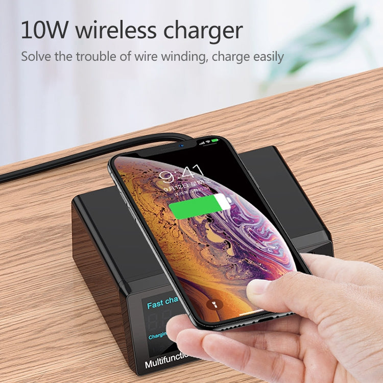 X9 9 in 1 QC 3.0 USB Schnittstelle + 6 USB Ports + PD 65W Ports + QI Kabelloses Schnelllade-Multifunktionsladegerät mit LED-Anzeige, X9