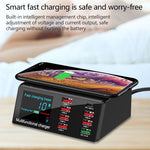 X9 9 in 1 QC 3.0 USB Schnittstelle + 6 USB Ports + PD 65W Ports + QI Kabelloses Schnelllade-Multifunktionsladegerät mit LED-Anzeige, X9
