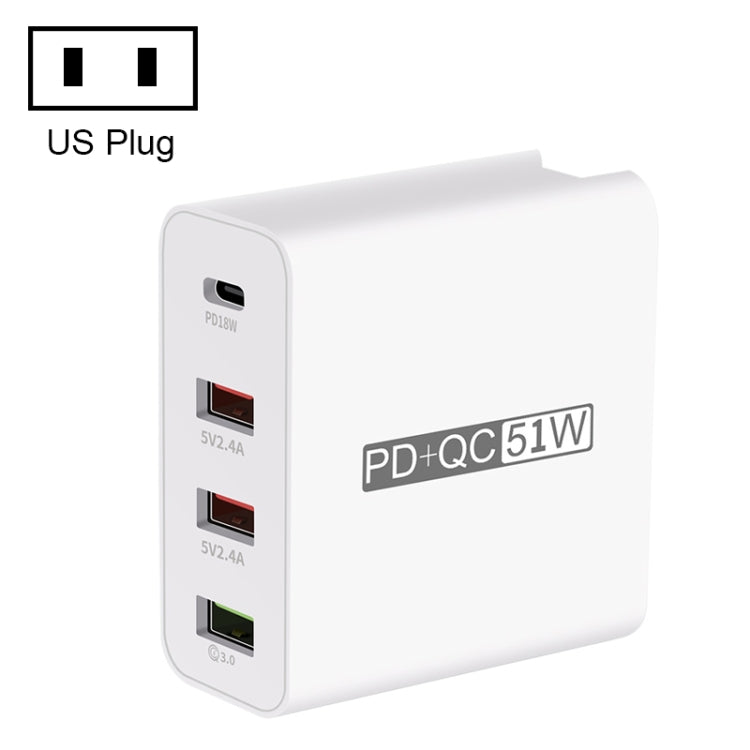 WLX-A6 4-Port USB-Reiseladegerät mit Schnellladefunktion, US-Stecker