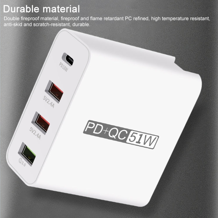 WLX-A6 4-Port USB-Reiseladegerät mit Schnellladefunktion, US-Stecker