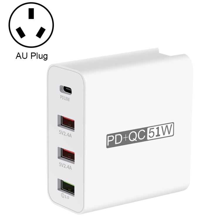 WLX-A6 4 Ports Quick Charging USB-Reiseladegerät Netzteil, AU-Stecker, AU-Stecker