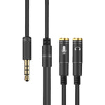 2 in 1 3,5mm Stecker zu Doppel 3,5mm Buchse TPE Hochflexibles Audiokabel Splitter, Kabellänge: 32cm