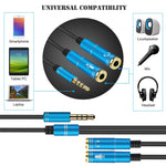 2 in 1 3,5mm Stecker zu Doppel 3,5mm Buchse TPE Hochflexibles Audiokabel Splitter, Kabellänge: 32cm