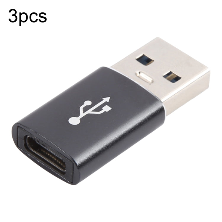 3 Stk. USB-C / Typ-C Buchse auf USB 3.0 Stecker Aluminiumlegierungsadapter, unterstützt Lade- und Übertragungsdaten, USB 3.0