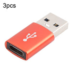 3 Stk. USB-C / Typ-C Buchse auf USB 3.0 Stecker Aluminiumlegierungsadapter, unterstützt Lade- und Übertragungsdaten, USB 3.0