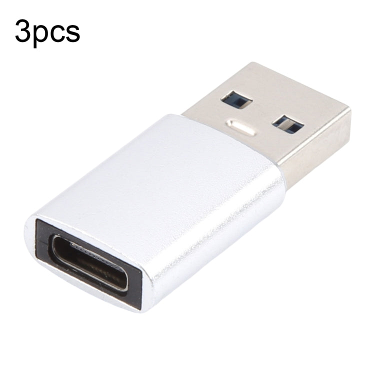 3 Stk. USB-C / Typ-C Buchse auf USB 3.0 Stecker Aluminiumlegierungsadapter, unterstützt Lade- und Übertragungsdaten, USB 3.0