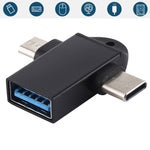 USB 3.0 Buchse auf USB-C / Typ-C Stecker + Micro USB Stecker Multifunktions-OTG-Adapter mit Schlaufenloch