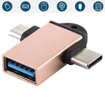 USB 3.0 Buchse auf USB-C / Typ-C Stecker + Micro USB Stecker Multifunktions-OTG-Adapter mit Schlaufenloch