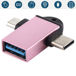 USB 3.0 Buchse auf USB-C / Typ-C Stecker + Micro USB Stecker Multifunktions-OTG-Adapter mit Schlaufenloch