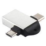 USB 3.0 Buchse auf USB-C / Typ-C Stecker + Micro USB Stecker Multifunktions-OTG-Adapter mit Schlaufenloch