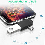 USB 3.0 Buchse auf USB-C / Typ-C Stecker + Micro USB Stecker Multifunktions-OTG-Adapter mit Schlaufenloch