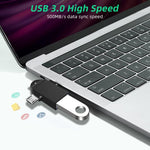 USB 3.0 Buchse auf USB-C / Typ-C Stecker + Micro USB Stecker Multifunktions-OTG-Adapter mit Schlaufenloch