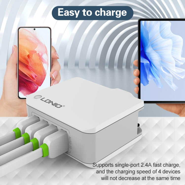 LDNIO A4403 4.4A Smart Travel Charger mit 4 USB-Ports, EU-Stecker, SAS5293AU, SAS5293EU, SAS5293UK, SAS5293US