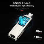 Netac U782C 128GB USB-C / Type-C + USB 3.0 360 Grad Drehung Zinklegierung USB-Stick OTG U Disk, 128GB