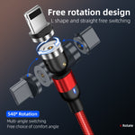 1m 2A Output USB to Micro USB Nylon Braided Rotate Magnetic Charging Cable, 1m Micro USB