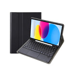 Für iPad 11 2025 / 10. Generation 10,9 2022 YA10B-A Lammlederstruktur Bluetooth Touch-Tastatur Leder-Tablet-Hülle mit Stifthalter, YA10B-A