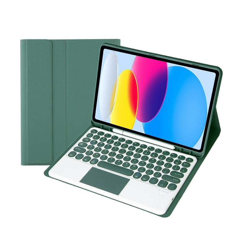 Für iPad 11 2025 / 10. Generation 10,9 2022 YA10B-A Lammlederstruktur Bluetooth Touch-Tastatur Leder-Tablet-Hülle mit Stifthalter, YA10B-A