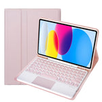 Für iPad 11 2025 / 10. Generation 10,9 2022 YA10B-A Lammlederstruktur Bluetooth Touch-Tastatur Leder-Tablet-Hülle mit Stifthalter, YA10B-A