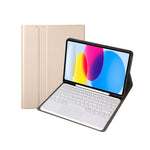 Für iPad 11 2025 / 10. Generation 10,9 2022 YA10B-A Lammlederstruktur Bluetooth Touch-Tastatur Leder-Tablet-Hülle mit Stifthalter, YA10B-A