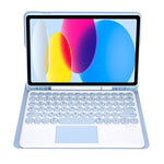 Für iPad 11 2025 / 10. Generation 10,9 2022 YA10B-A Lammlederstruktur Bluetooth Touch-Tastatur Leder-Tablet-Hülle mit Stifthalter, YA10B-A