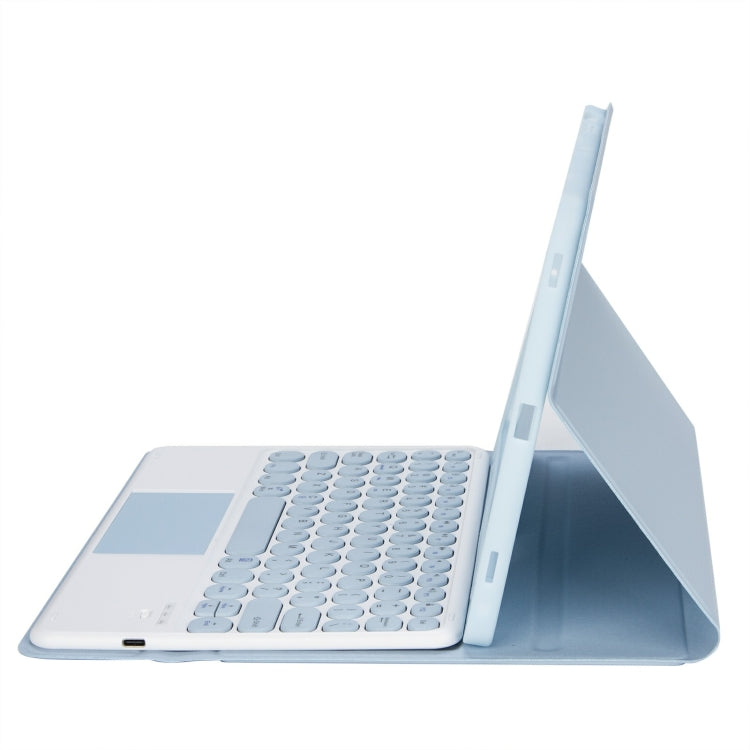 Für iPad 11 2025 / 10. Generation 10,9 2022 YA10B-A Lammlederstruktur Bluetooth Touch-Tastatur Leder-Tablet-Hülle mit Stifthalter, YA10B-A