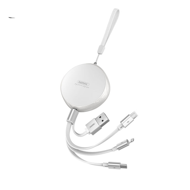 REMAX RC-185th 3 in 1 2.1A USB zu 8 Pin + USB-C / Type-C + Micro USB Sury Serie Teleskopisches Lade- und Datenkabel