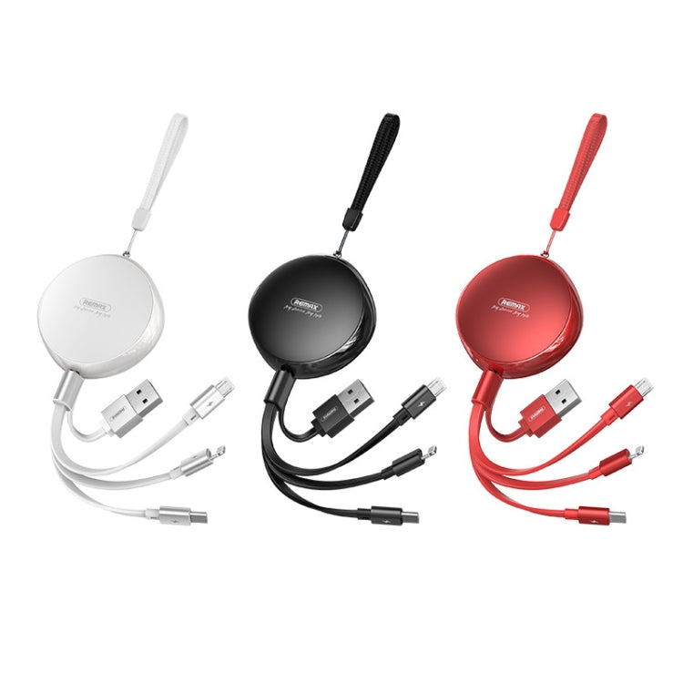 REMAX RC-185th 3 in 1 2.1A USB zu 8 Pin + USB-C / Type-C + Micro USB Sury Serie Teleskopisches Lade- und Datenkabel