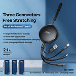 REMAX RC-185th 3 in 1 2.1A USB zu 8 Pin + USB-C / Type-C + Micro USB Sury Serie Teleskopisches Lade- und Datenkabel