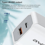 awei PD4 20W PD Type-C + QC 3.0 USB-Schnittstelle Schnelllade-Reiseladegerät mit Datenkabel, EU-Stecker