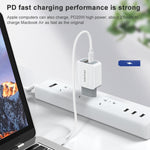 awei PD4 20W PD Type-C + QC 3.0 USB-Schnittstelle Schnelllade-Reiseladegerät mit Datenkabel, EU-Stecker