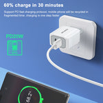 awei PD4 20W PD Type-C + QC 3.0 USB-Schnittstelle Schnelllade-Reiseladegerät mit Datenkabel, EU-Stecker
