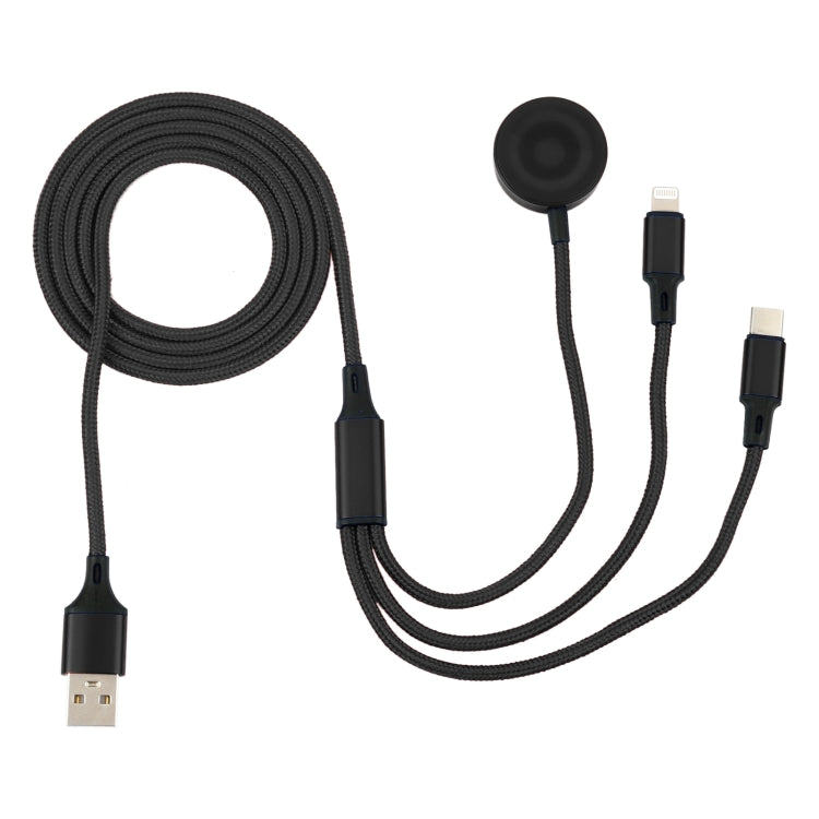 Für iPhone / Apple Watch 3 in 1 8 Pin + Type-C / USB-C + Magnetische Ladestation Multifunktions-Ladekabel, Länge: 1m, 3 in 1