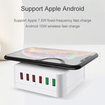 E6 7 in 1 Multifunktionale kabellose Ladestation USB Intelligente Steckdosenhalterung Ständer