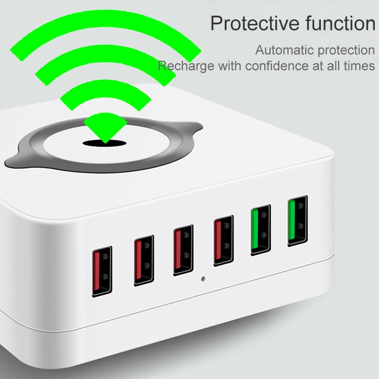 E6 7 in 1 Multifunktionale kabellose Ladestation USB Intelligente Steckdosenhalterung Ständer