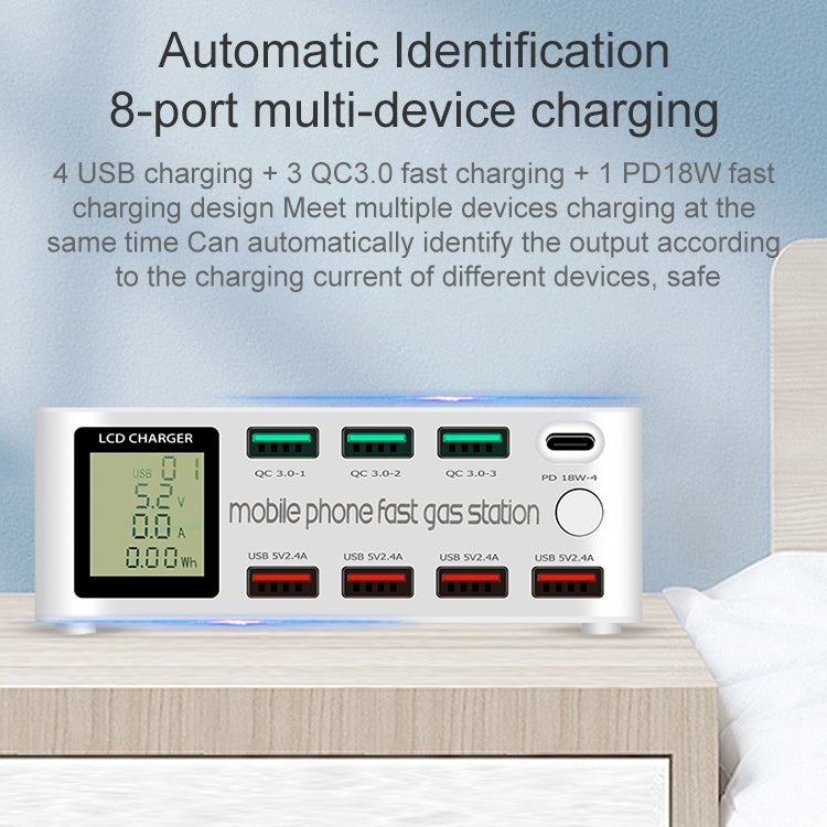 818D 8 in 1 Multifunktionale USB-Ladestation Intelligente Steckdosenhalterung Ständer