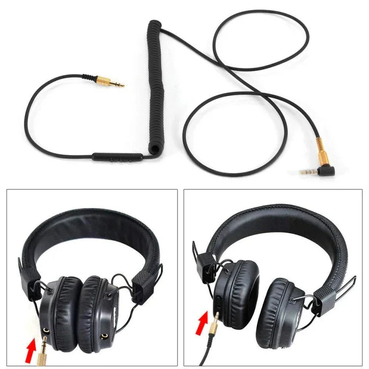 Kabelgesteuerte Anrufversion 3,5-mm-Stecker-zu-Stecker-Kopfhörerkabel für Marshall-Kopfhörer, Kabellänge: 1,25 m–1,8 m, Kabelgesteuerte Anrufversion