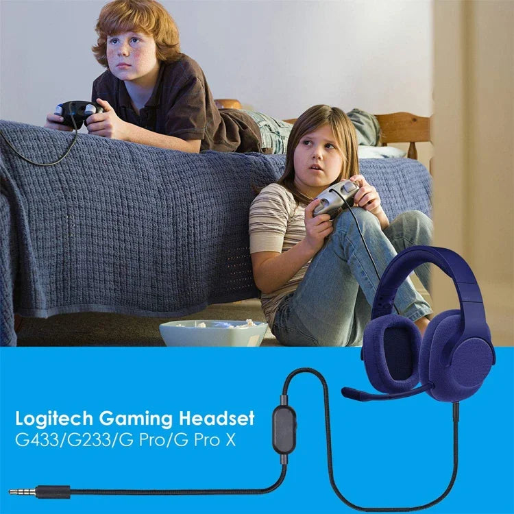 ZS0159 Für Logitech G433 / G233 / G Pro / G Pro X 3,5 mm Stecker auf Stecker Gaming Headset Audiokabel mit kabelgebundener Steuerung, Kabellänge: 2m