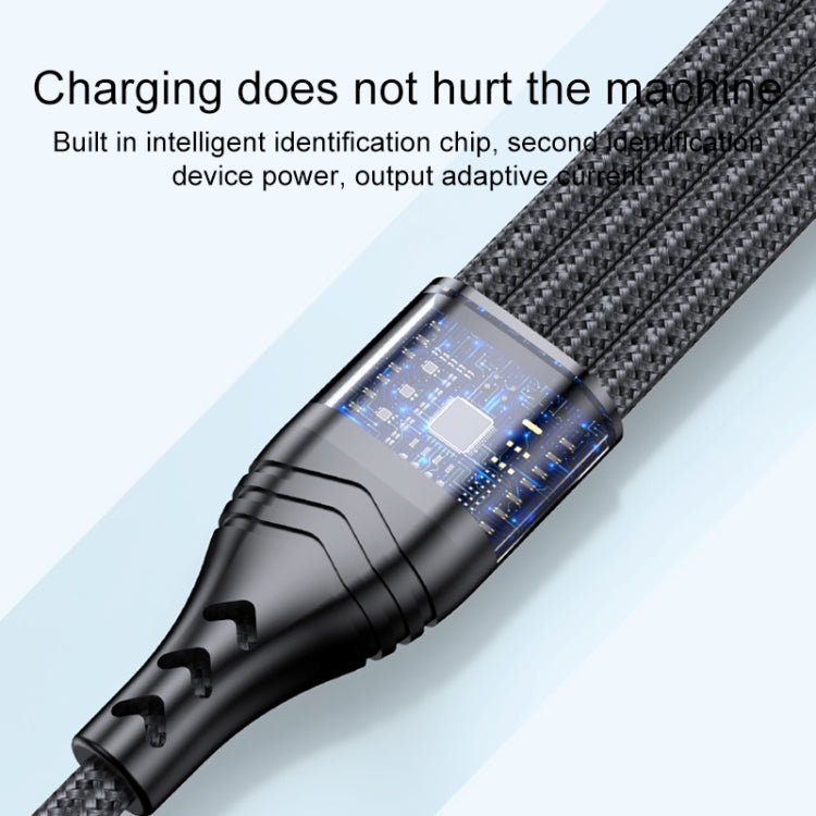 4 in 1 66W 6A USB zu 8 Pin + Micro USB + Dual USB-C / Type-C Schnelllade-Datenkabel, Kabellänge: 1,2m, 1,2m, 1,2m 66W