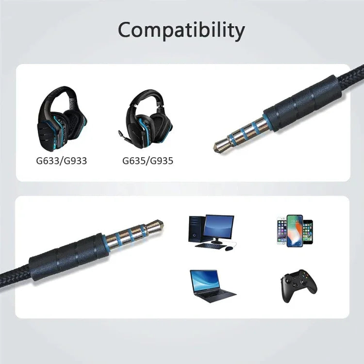 ZS0195 Audiokabel für Logitech G633 / G635 / G933 / G935 3,5mm Gaming-Headset, Kabellänge: 1,5m, Für Logitech G633 1,5m
