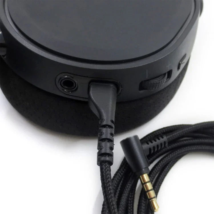ZS0135 Für SteelSeries Arctis 3 / 5 / 7 Kopfhörer-Audiokabel, Kabellänge: 2m, Audiokabel Schwarz, Audiokabel Silber