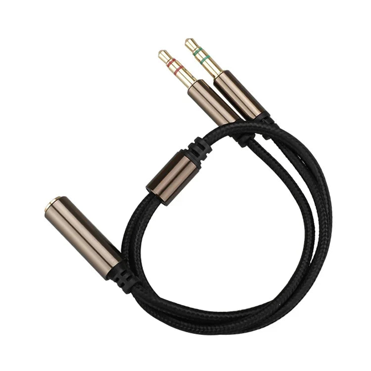 ZS0135 für SteelSeries Arctis 3 / 5 / 7 3,5mm Buchse auf zwei 3,5mm Stecker Kopfhörer-Adapterkabel, Kabellänge: 30cm, Adapterkabel